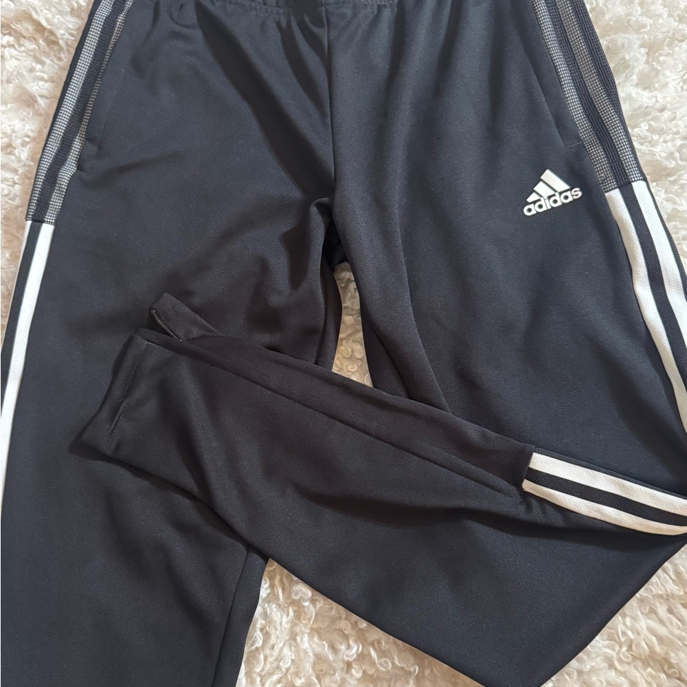 Adidas Women's Black Joggers with White Stripes